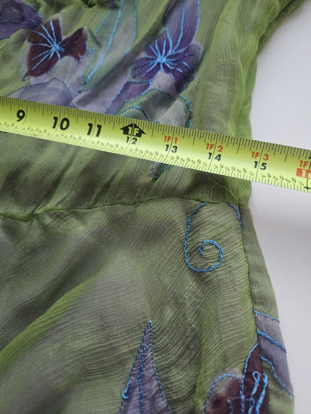 Vintage Handmade Embroidered Layered Silk Watercolor Fairy Dress - Picture 12 of 14